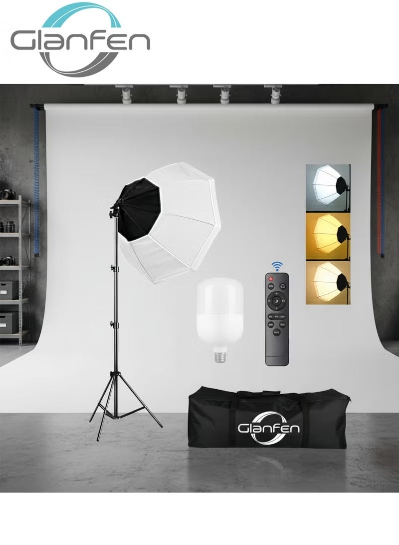 Glanfen Photography Softbox Lighting Kit with 200W LED 3-Color Bulb Umbrellas Softbox and Carry Bag - Image 1
